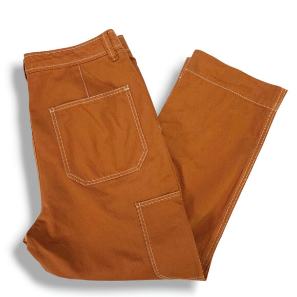 Gap Work-Force Carpenter Crop Pants 14 Summer Spice Brown Utility Canvas EUC - Picture 1 of 11